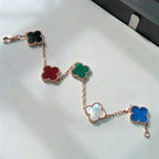 [LUXE JEWELRY]CLOVER 5 MOTIFS MULTICOLOR BRACELET