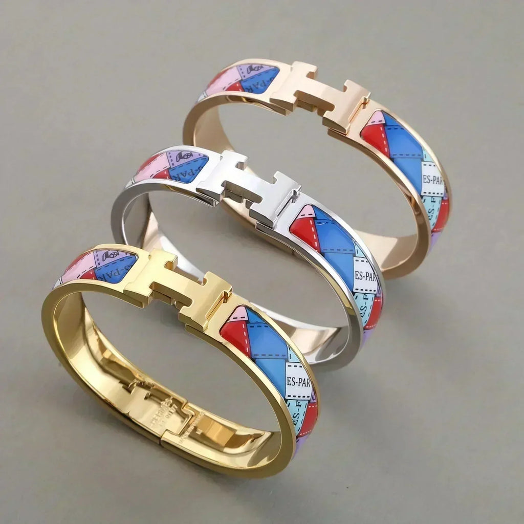 [LUXE JEWELRY]H BRACELET DOTTED BORDER 12MM