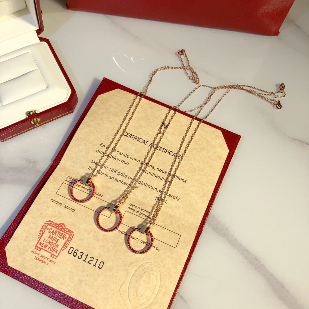 [LUXE JEWELRY] JUSTE NECKLACE RED FULL DIAMONDS