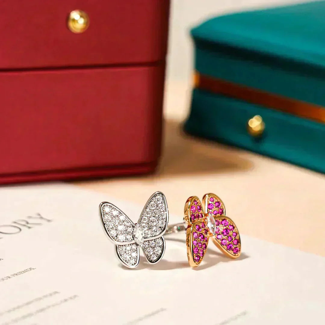 [LUXE JEWELRY]TWIN BUTTERFLY DIAMOND RING