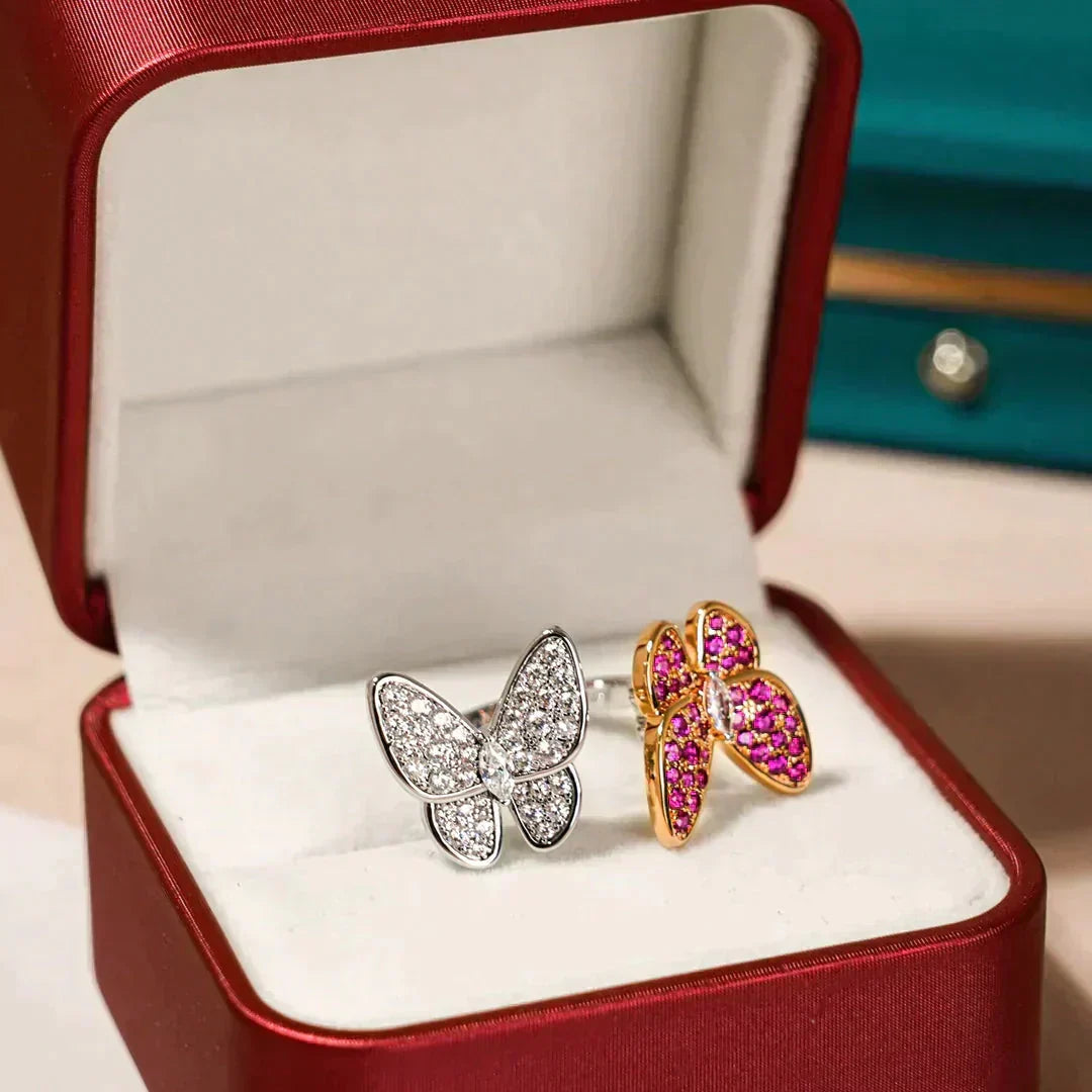 [LUXE JEWELRY]TWIN BUTTERFLY DIAMOND RING