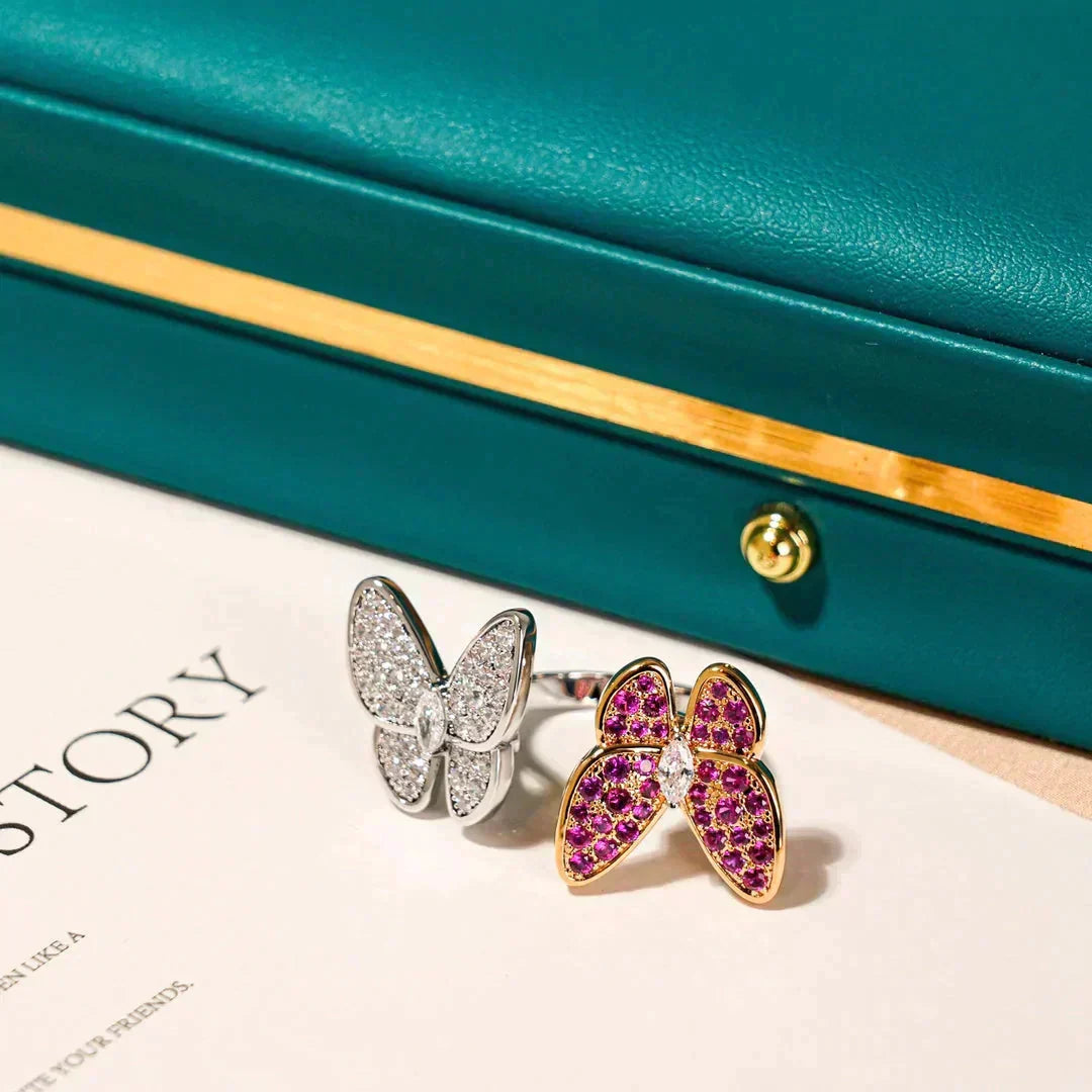 [LUXE JEWELRY]TWIN BUTTERFLY DIAMOND RING