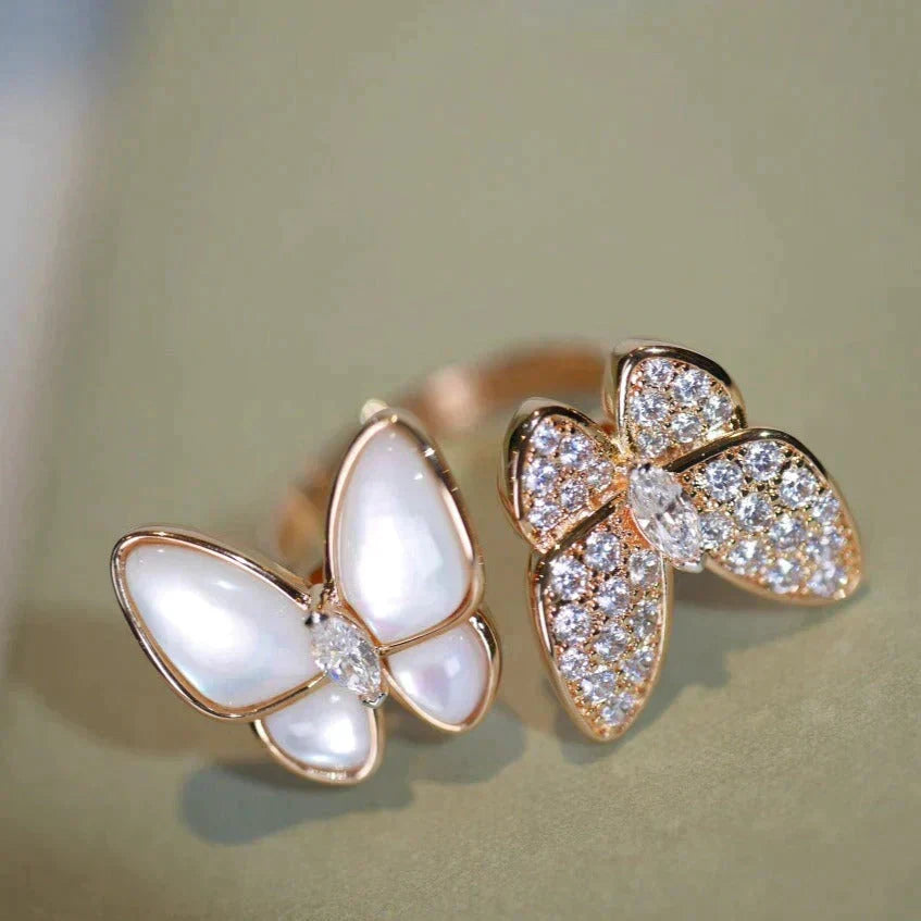 [LUXE JEWELRY]TWIN BUTTERFLY DIAMOND MOP RING