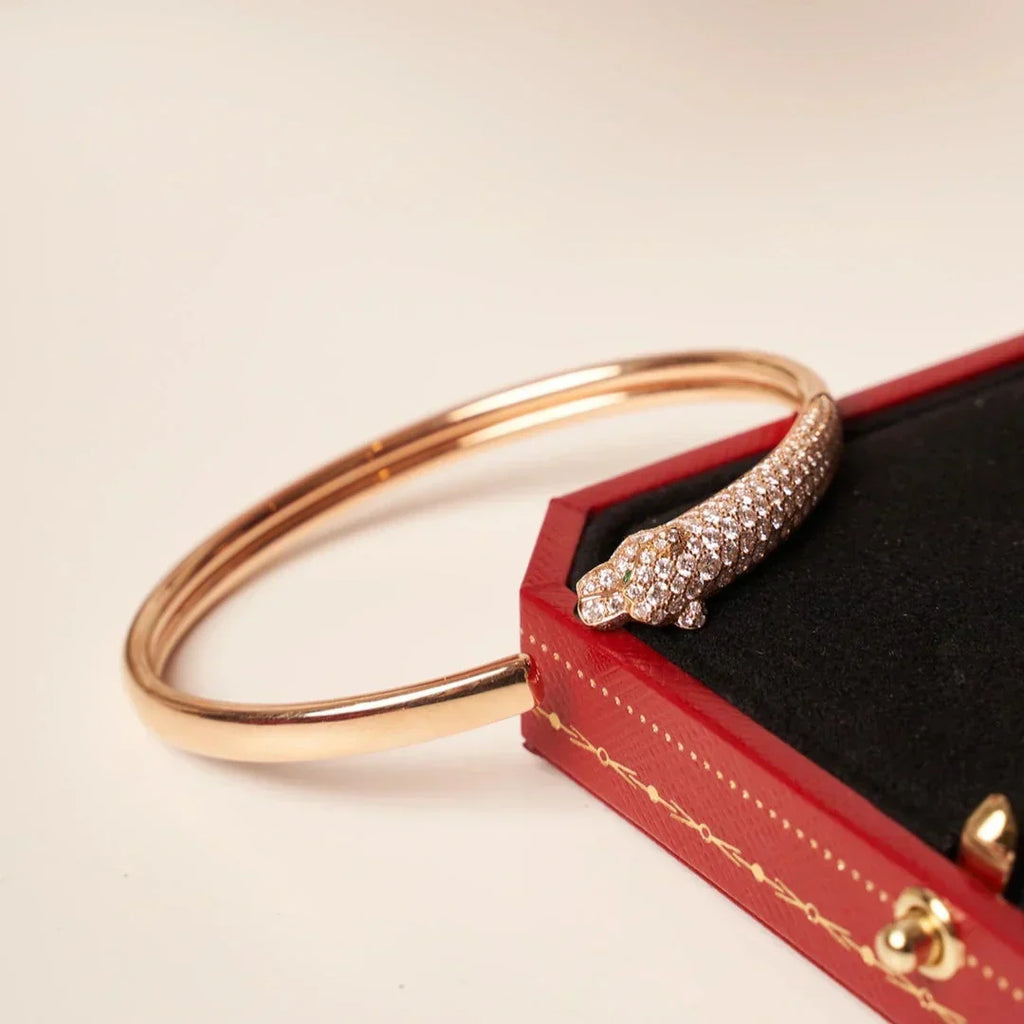 [LUXE JEWELRY] PANTHERE HALF DIAMOND OPEN BRACELET