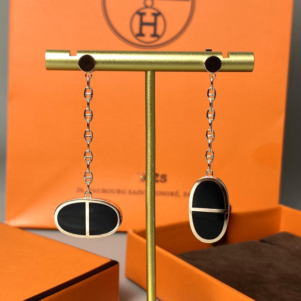 [LUXE JEWELRY]CHAINE VERSO BLACK CERAMIC EARRINGS
