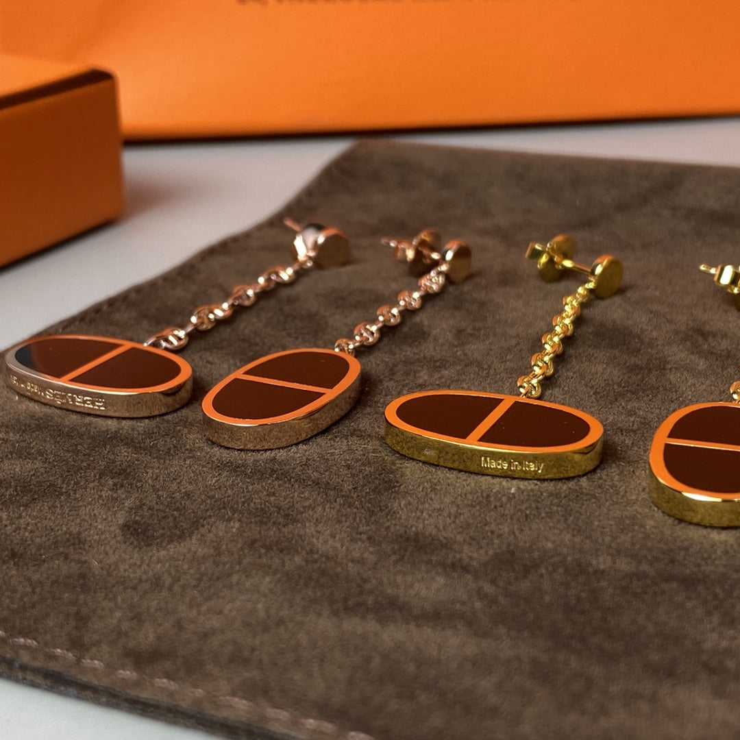 [LUXE JEWELRY]CHAINE VERSO BLACK CERAMIC EARRINGS