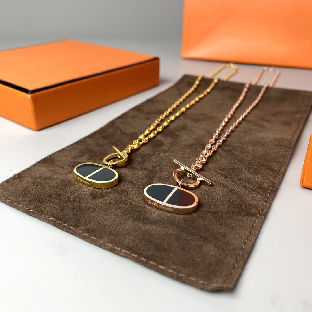 [LUXE JEWELRY]CHAINE VERSO BLACK CERAMIC NECKLACE