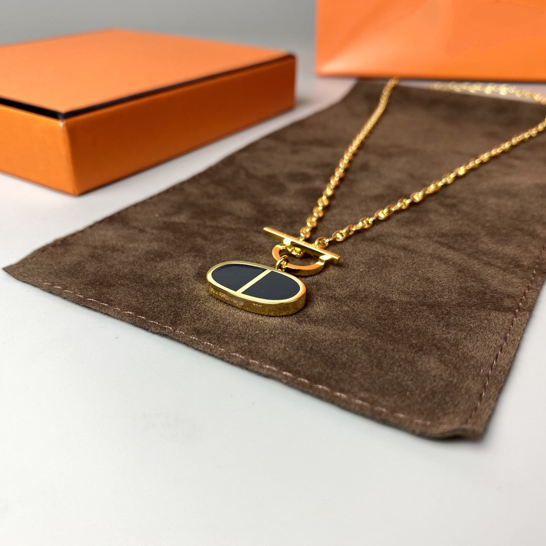 [LUXE JEWELRY]CHAINE VERSO BLACK CERAMIC NECKLACE