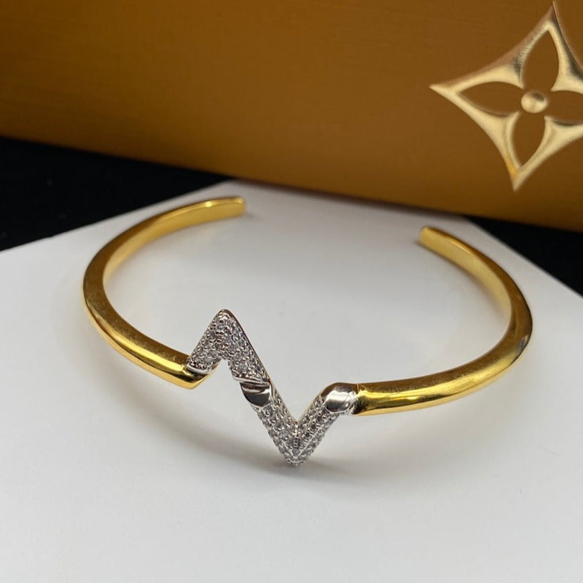 [LUXE JEWELRY]VOLTE UPSITE DOWN DIAMOND GOLD OPEN BRACELET