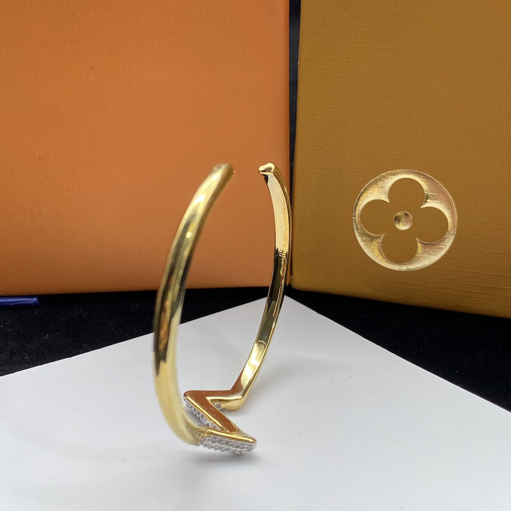 [LUXE JEWELRY]VOLTE UPSITE DOWN DIAMOND GOLD OPEN BRACELET