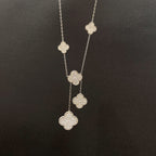 [LUXE JEWELRY]CLOVER 5 MOTIFS SILVER DIAMONDS NECKLACE