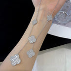 [LUXE JEWELRY]CLOVER 5 MOTIFS SILVER DIAMONDS NECKLACE