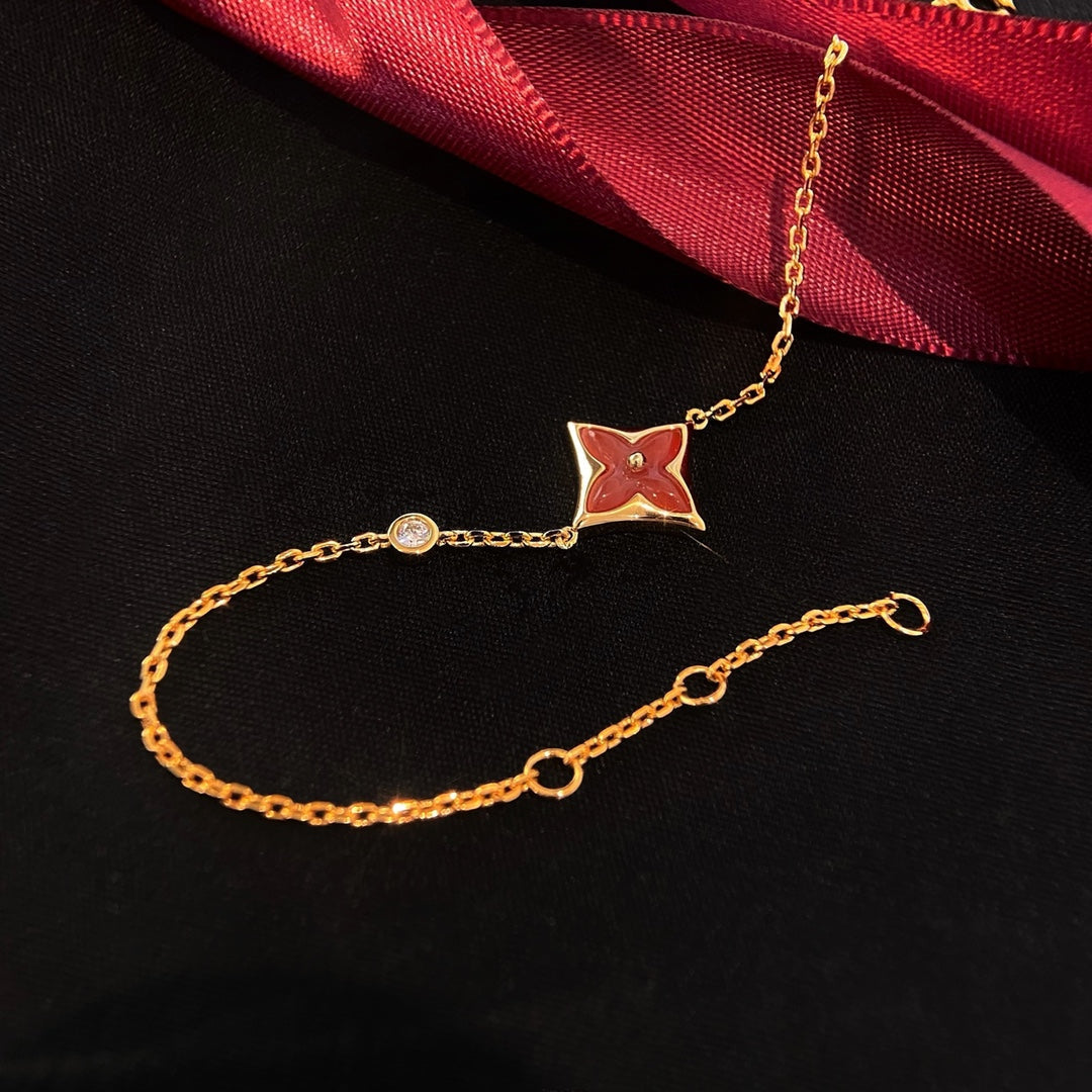 [LUXE JEWELRY]COLOR STAR CARNELIAN PINK GOLD DIAMOND BRACELET