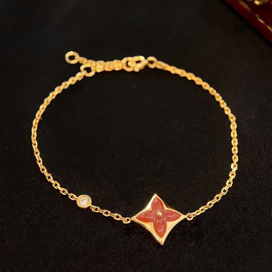 [LUXE JEWELRY]COLOR STAR CARNELIAN PINK GOLD DIAMOND BRACELET