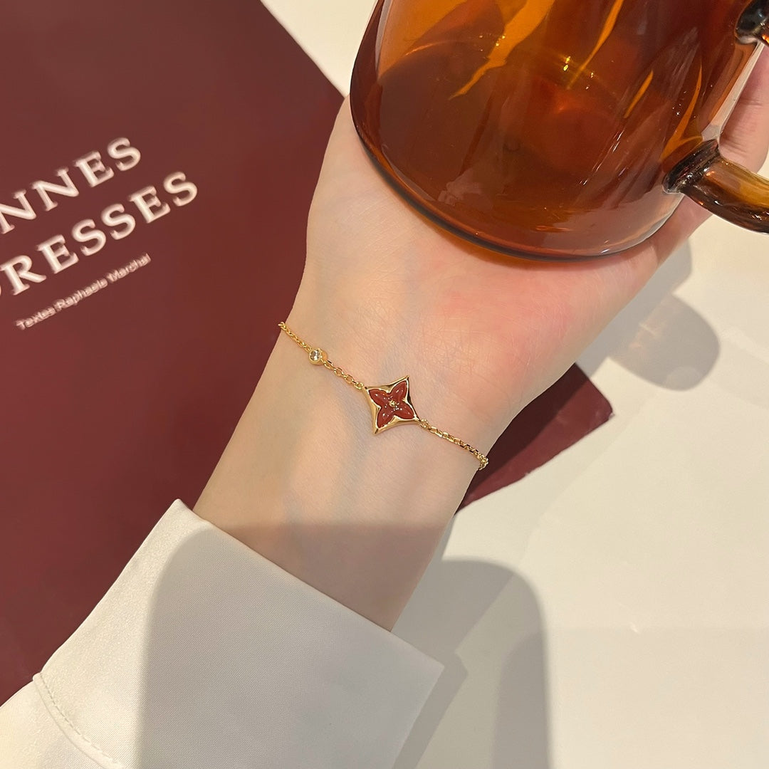 [LUXE JEWELRY]COLOR STAR CARNELIAN PINK GOLD DIAMOND BRACELET