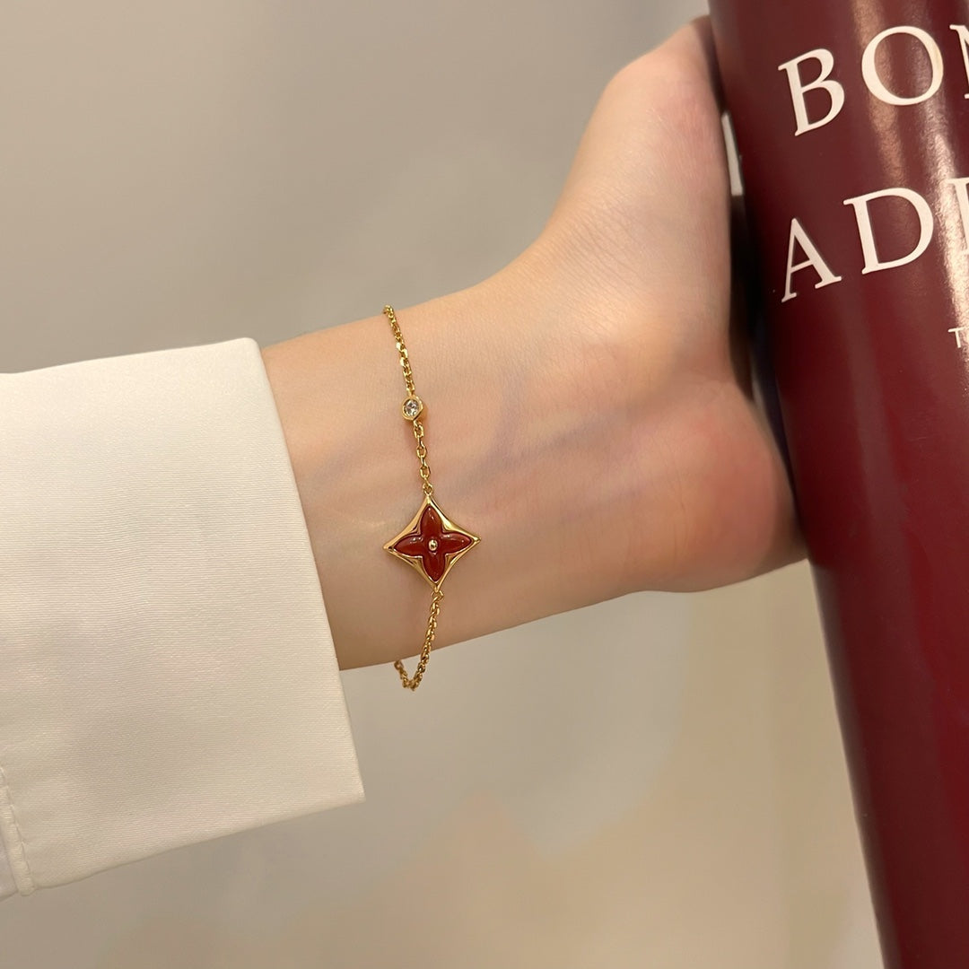 [LUXE JEWELRY]COLOR STAR CARNELIAN PINK GOLD DIAMOND BRACELET