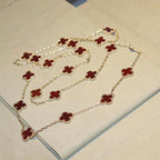 [LUXE JEWELRY]CLOVER 20 MOTIFS CARNELIAN NECKLACE