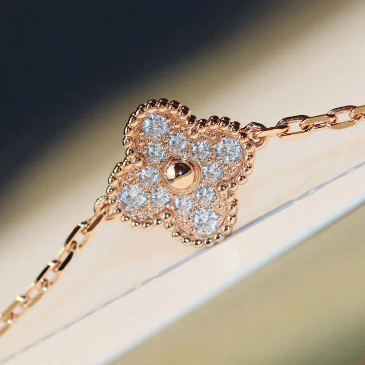 [LUXE JEWELRY]CLOVER 20 MOTIFS DARK MOP DIAMOND  NECKLACE