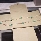 [LUXE JEWELRY]CLOVER 20 MOTIFS MALACHITE DIAMOND NECKLACE