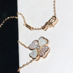 [LUXE JEWELRY]CLOVER MOP DIAMOND ROSE GOLD NECKLACE
