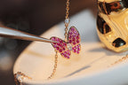 [LUXE JEWELRY]BUTTERFLY RED DIAMOND ROSE GOLD NECKLACE