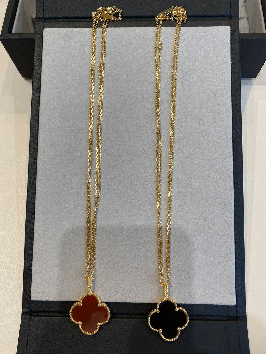 [LUXE JEWELRY]CLOVER 25MM NECKLACE GOLD CARNELIAN
