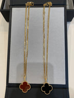 [LUXE JEWELRY]CLOVER 25MM NECKLACE GOLD CARNELIAN