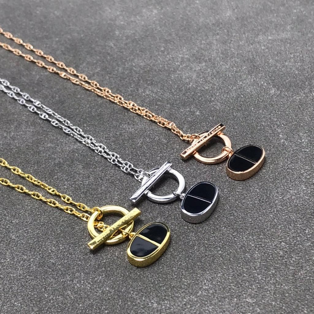 [LUXE JEWELRY]CHAINE VERSO BLACK CERAMIC  NECKLACE