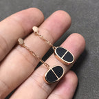 [LUXE JEWELRY]CHAINE VERSO BLACK CERAMIC SILVER EARRINGS