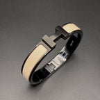 [LUXE JEWELRY]H BRACELET 12MM BLACK BEIGE CERAMIC
