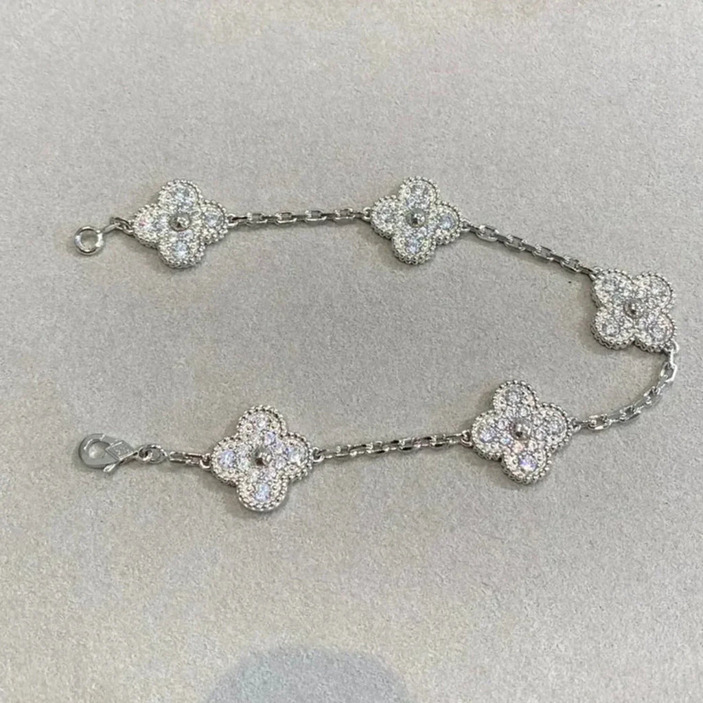 [LUXE JEWELRY] CLOVER 5 MOTIF FULL DIAMOND BRACELET COLLECTION