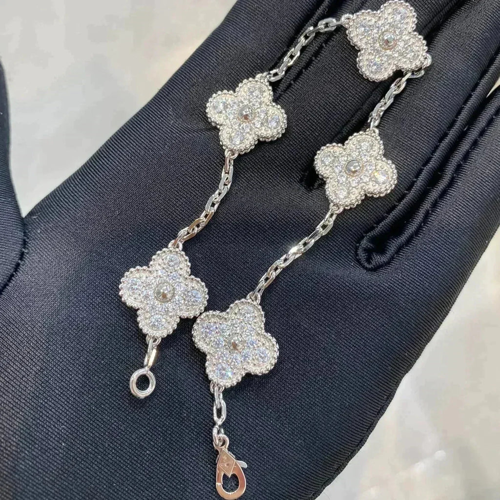 [LUXE JEWELRY] CLOVER 5 MOTIF FULL DIAMOND BRACELET COLLECTION