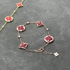 [LUXE JEWELRY]STAR AND SUN CARNELIAN 4 MOTIFS 3 DIAMONDS