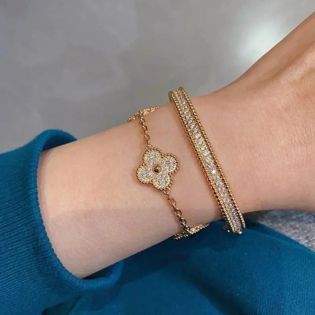 [LUXE JEWELRY] CLOVER 5 MOTIF FULL DIAMOND BRACELET COLLECTION