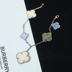 [LUXE JEWELRY]CLOVER BRACELET 5 MOTIFS MOP CHALCEDONY SILVER