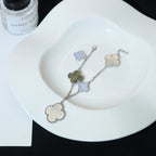 [LUXE JEWELRY]CLOVER BRACELET 5 MOTIFS MOP CHALCEDONY SILVER