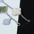 [LUXE JEWELRY]CLOVER BRACELET 5 MOTIFS MOP CHALCEDONY SILVER