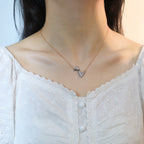 [LUXE JEWELRY]VOLT SILVER DIAMOND PEDANT NECKLACE