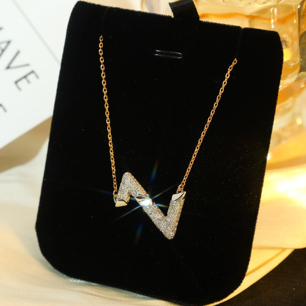 [LUXE JEWELRY]VOLT SILVER DIAMOND PEDANT NECKLACE
