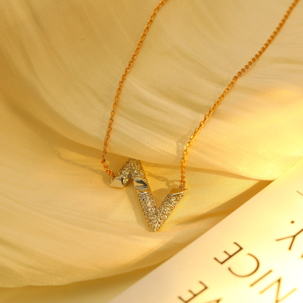 [LUXE JEWELRY]VOLT SILVER DIAMOND PEDANT NECKLACE