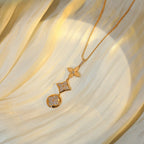 [LUXE JEWELRY]STAR AND SUN DIAMOND PINK GOLD NECKLACE