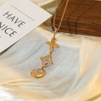 [LUXE JEWELRY]STAR AND SUN DIAMOND PINK GOLD NECKLACE