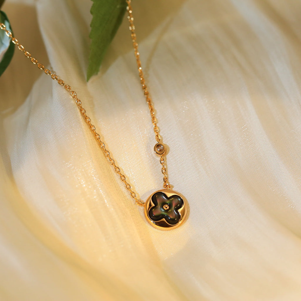 [LUXE JEWELRY]SUN PEDANT PINK GOLD 1 DIAMOND NECKLACE
