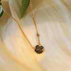 [LUXE JEWELRY]SUN PEDANT PINK GOLD 1 DIAMOND NECKLACE