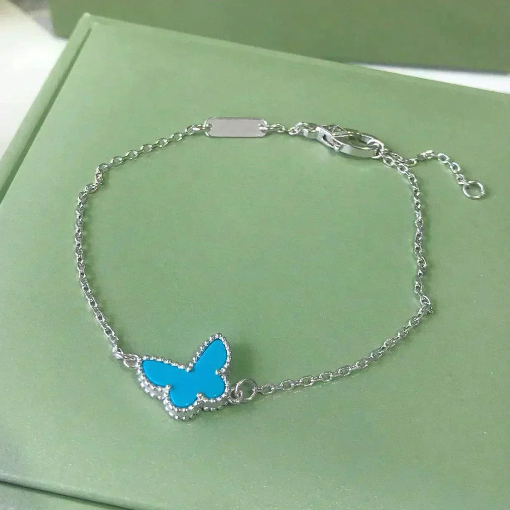 [LUXE JEWELRY]BUTTERFLY TURQUOISE BUTTERFLY BRACELET SILVER
