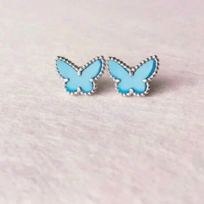 [LUXE JEWELRY]BUTTERFLY TURQUOISE EARRINGS SILVER