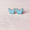 [LUXE JEWELRY]BUTTERFLY TURQUOISE EARRINGS SILVER