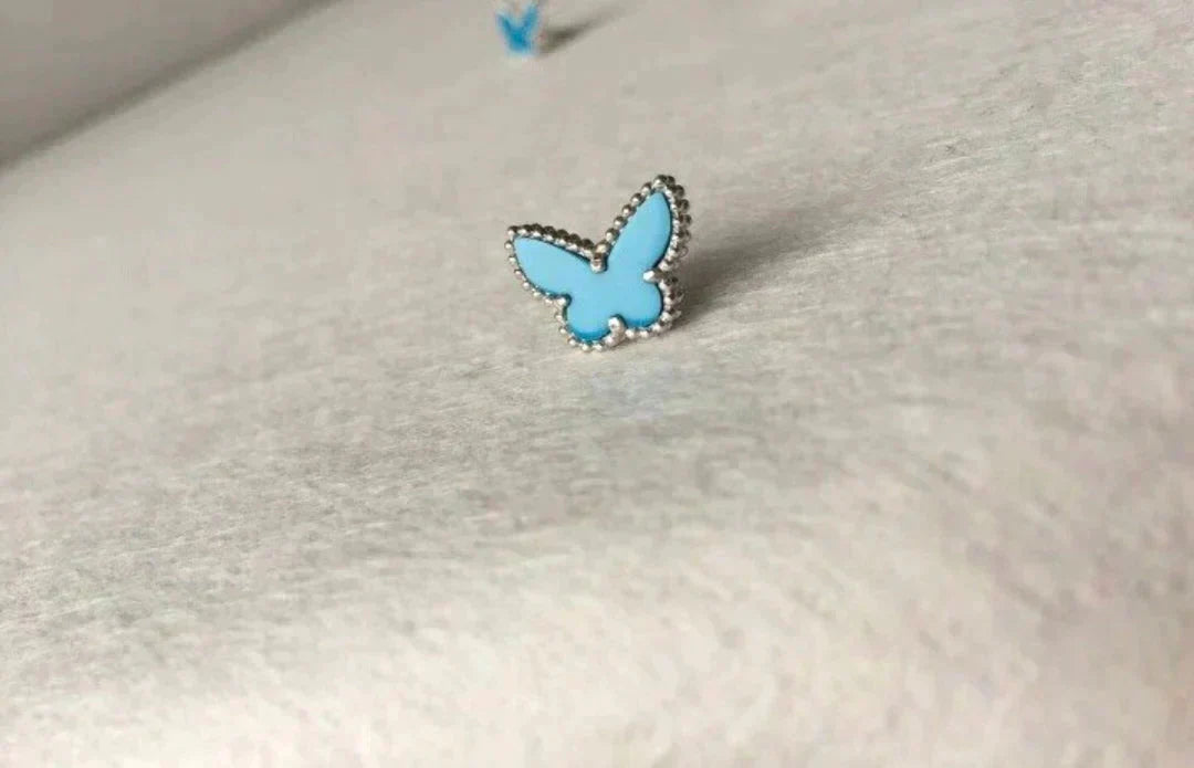 [LUXE JEWELRY]BUTTERFLY TURQUOISE EARRINGS SILVER
