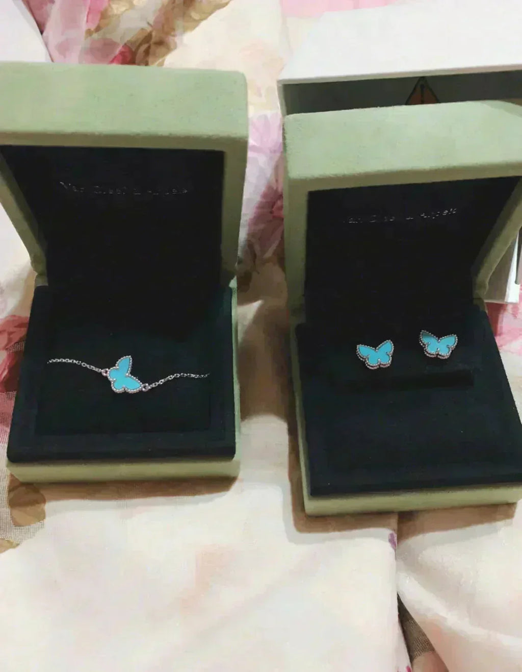 [LUXE JEWELRY]BUTTERFLY TURQUOISE EARRINGS SILVER