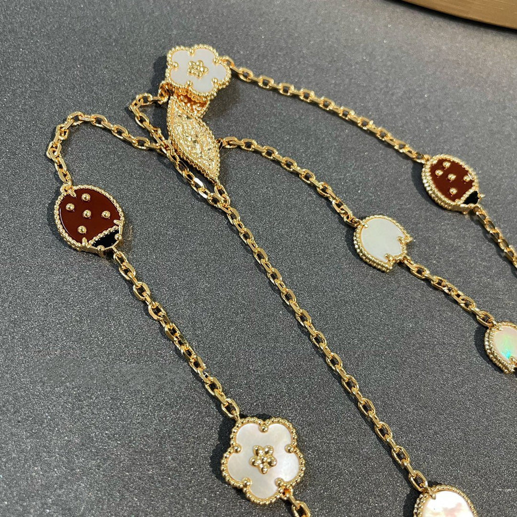[LUXE JEWELRY]LUCKY SPRING 15 MOTIFS GOLD NECKLACE